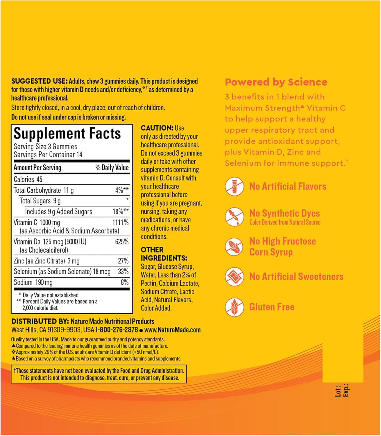 image:imageNature Made Wellblends ImmuneMAX Gummies Vitamin C Zinc and Vitamin D3 Immune Support Supplement 42 Tangerine Flavor Gummies42 Count Pack of 1