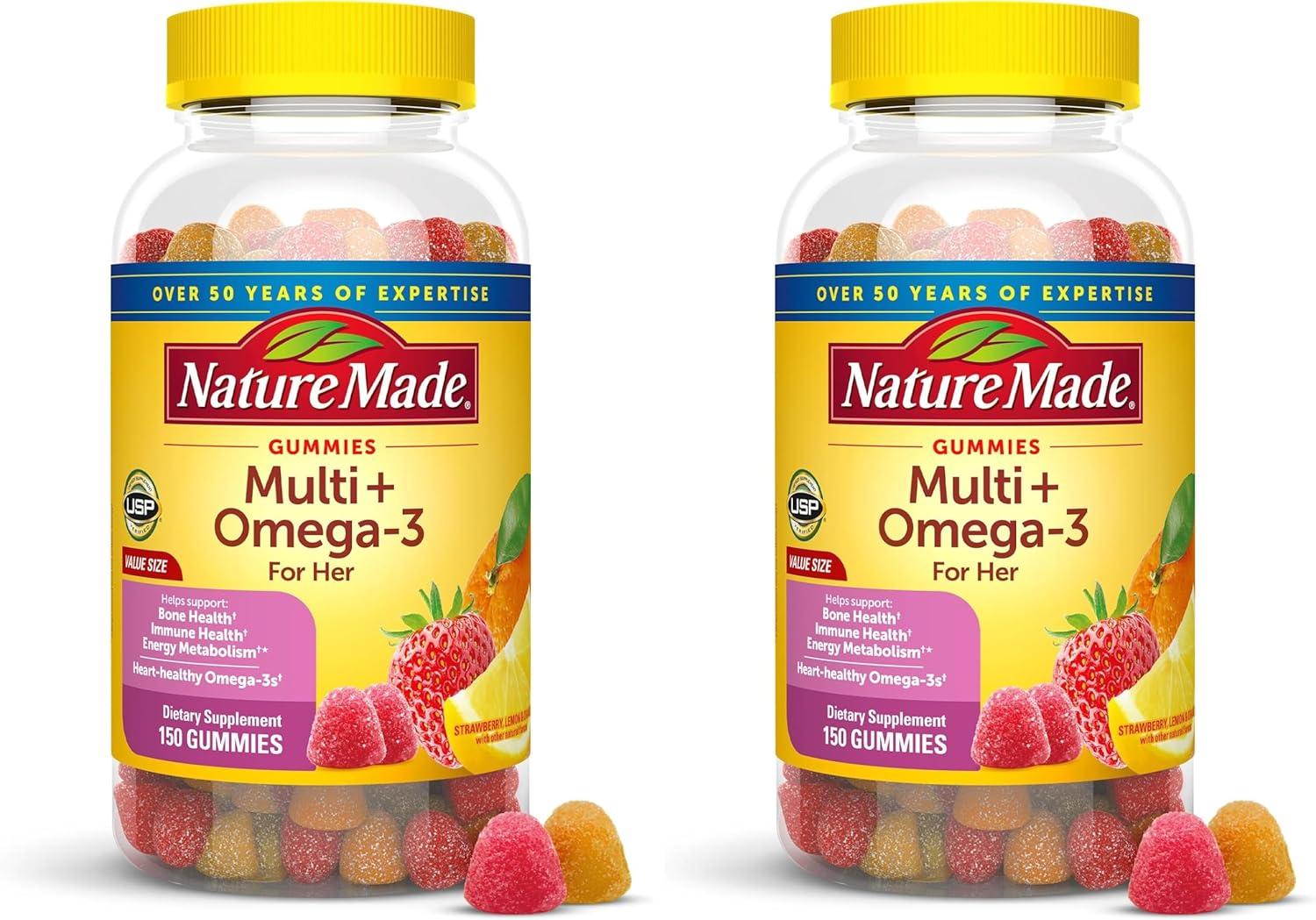 image:imageNature Made Womens Gummy Multivitamins with Omega3 Multivitamin for Women for Daily Nutritional Support 150 Gummies 75 Day SupplyStrawberry Lemon Orange