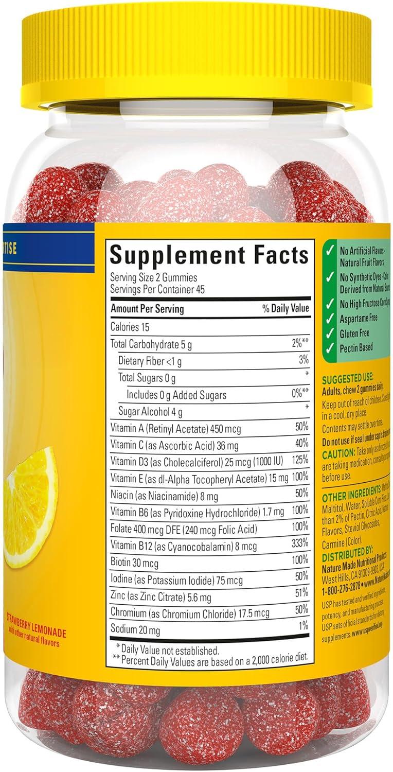 image:imageNature Made Zero Sugar Multivitamin Gummies Mens amp Womens Multivitamins Daily Nutritional Support Vitamin and Mineral Supplement Aspartame Free 90 Gummies 45 Day Supply