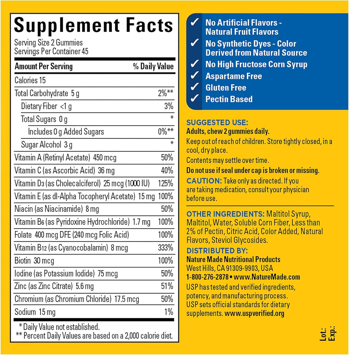 image:imageNature Made Zero Sugar Multivitamin Mens Gummies Muscle amp Immune Support Aspartame Free 90 Sugar Free Multivitamin Gummies 45 Day Supply