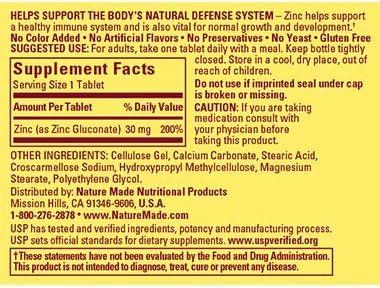 image:imageNature Made Zinc 30 mg Zinc Supplements for Men amp Women Dietary Supplement for Immune Health and Antioxidant Support 100 Tablets 100 Day Supply100 Count Pack of 3