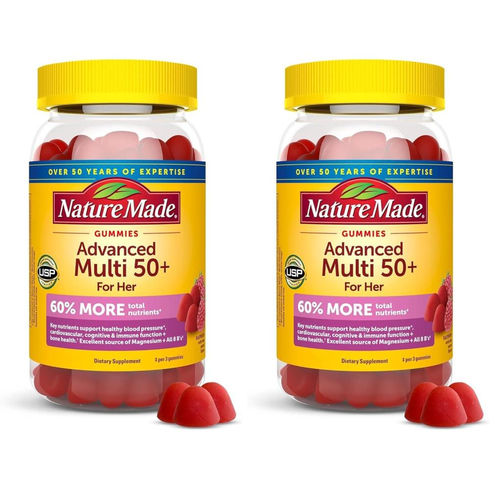 image:imageNature Made Advanced Multivitamin Gummies 50 for Her Womens Multivitamins Gummies with Magnesium Citrate Vitamin D3 Zinc Calcium and All 8 B Vitamins 84 Count 28 Day Supply84 Count Pack of 2