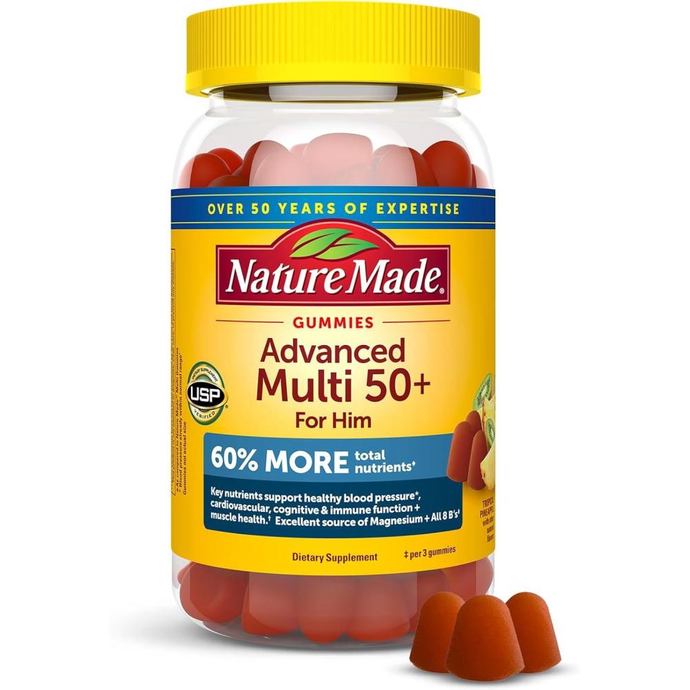 image:imageNature Made Advanced Multivitamin Gummies 50 for Him Mens Multivitamins Gummies with Magnesium Citrate Vitamin D3 Zinc All 8 B Vitamins 84 Multi Vitamins 28 Day Supply84 Count Pack of 1