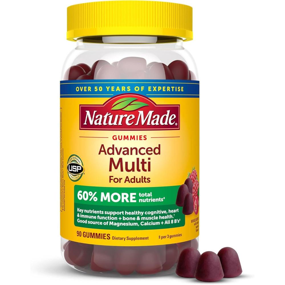image:imageNature Made Advanced Multivitamin Gummies for Adults Womens and Mens Multivitamin Gummies with Magnesium Citrate Calcium amp B Vitamins Daily Support 90 Gummies 30 Day Supply