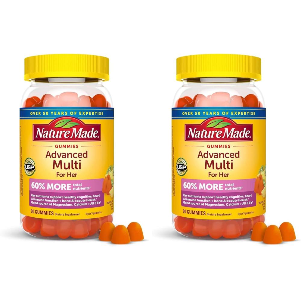 image:imageNature Made Advanced Womens Gummy Multivitamins with Magnesium Citrate Calcium B Vitamins Multivitamin Gummies for Women 90 Multi Vitamin Gummies 30 Day Supply90 Count Pack of 2