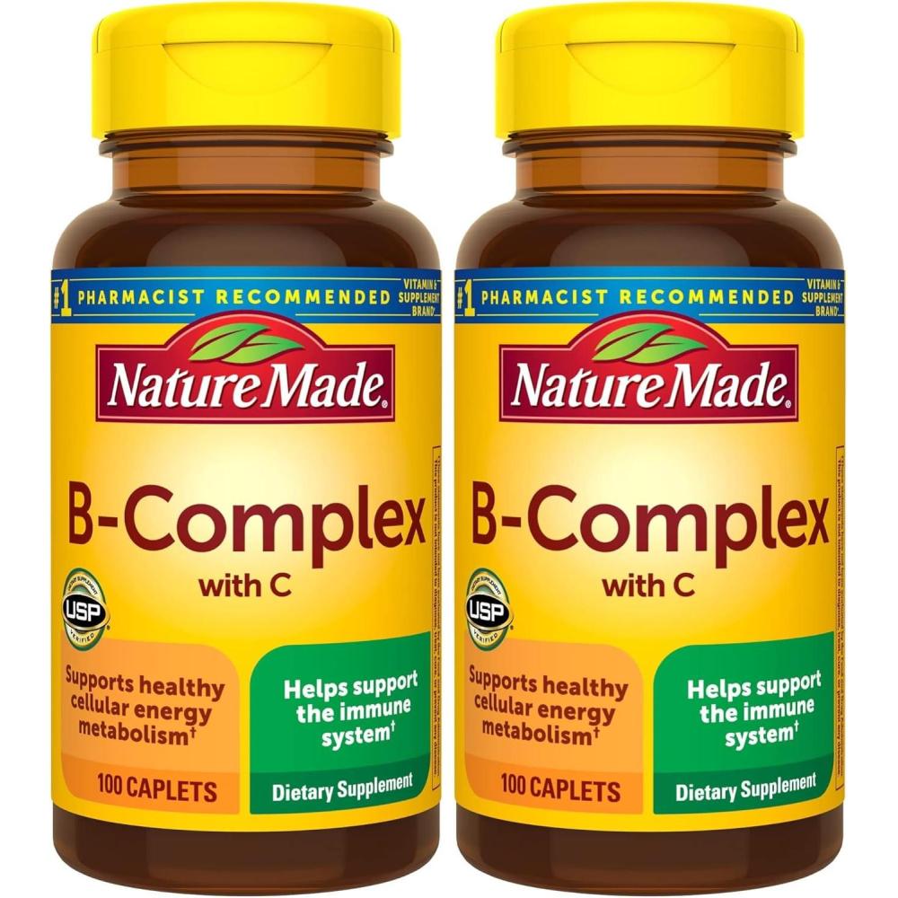 image:imageNature Made B Complex Supplement Vitamin B Complex With Vitamin C for Immune System Support 100 Caplets 100 Day Supply100 Count Pack of 2