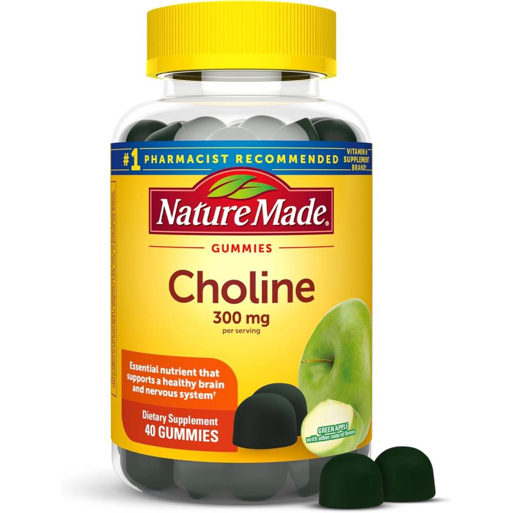 image:imageNature Made Choline Supplements Vegan Gummies Choline Supplement Supports Liver Health Nervous System Function and Brain Health 40 Count 20 Day Supply40 Count Pack of 1