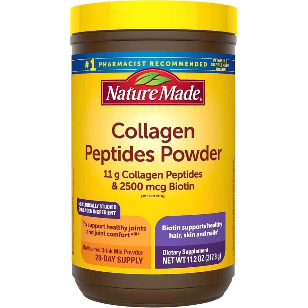 image:imageNature Made Collagen Peptides Powder Type 1 and 3 Joint Support Collagen Powder Unflavored Sugar Free Keto Friendly with Biotin for Hair Skin amp Nails Support 112 oz 28 Day Supply