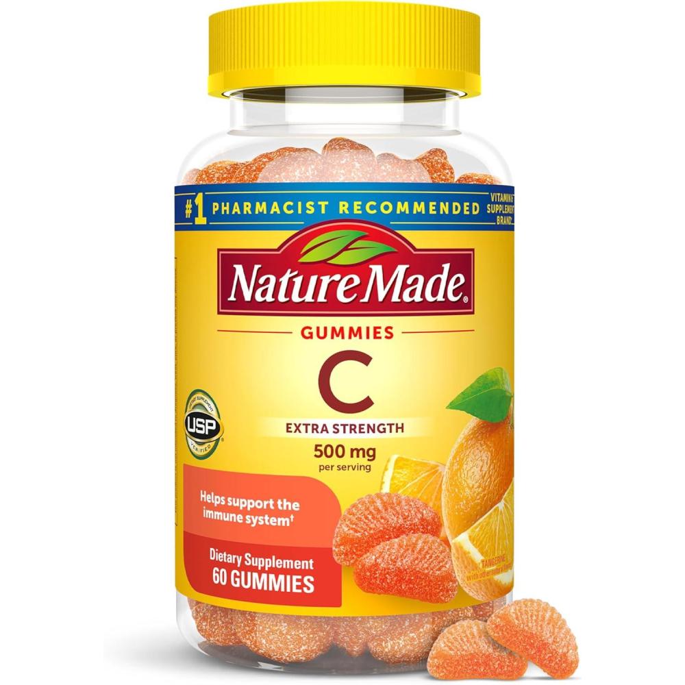 image:imageNature Made Extra Strength Dosage Vitamin C 500 mg per serving Dietary Supplement Vitamin C Gummies for Immune Support 60 Gummies 30 Day SupplyNo Artificial Sweeteners