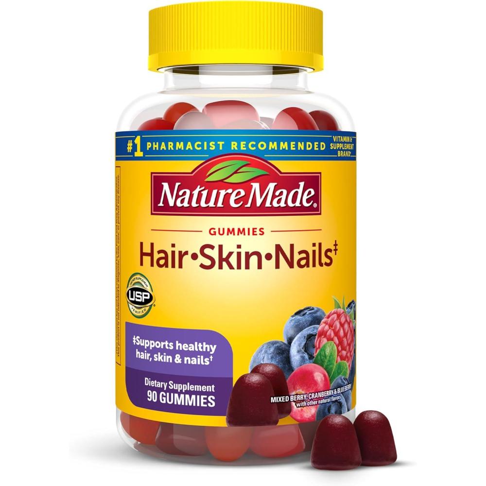 image:imageNature Made Hair Skin and Nails with Biotin 2500 mcg Dietary Supplement for Healthy Hair Skin amp Nails Support 150 Gummies 75 Day SupplyMixed Berry Cranberry Blueberry