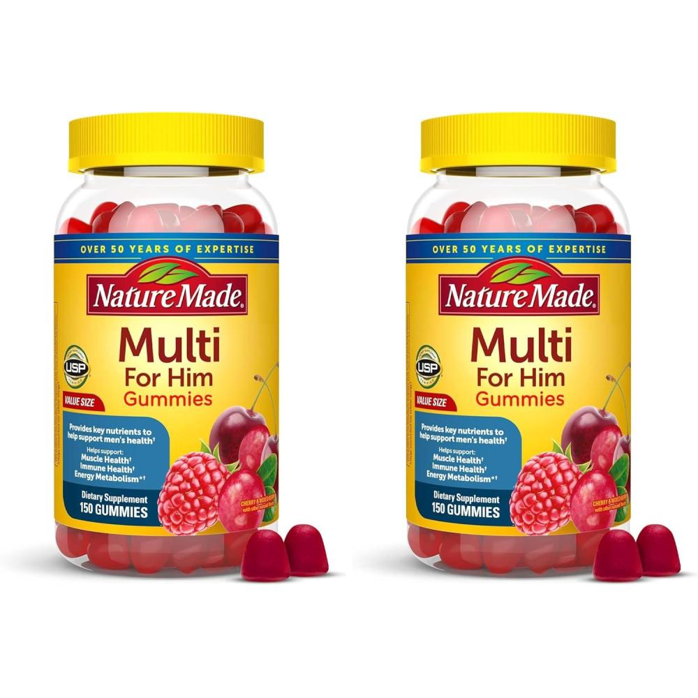 image:imageNature Made Multi for Him Mens Multivitamins Gummies Energy Metabolism Support Multivitamin for Men 150 Gummy Vitamins and Minerals 75 Day Supply150 Count Pack of 2