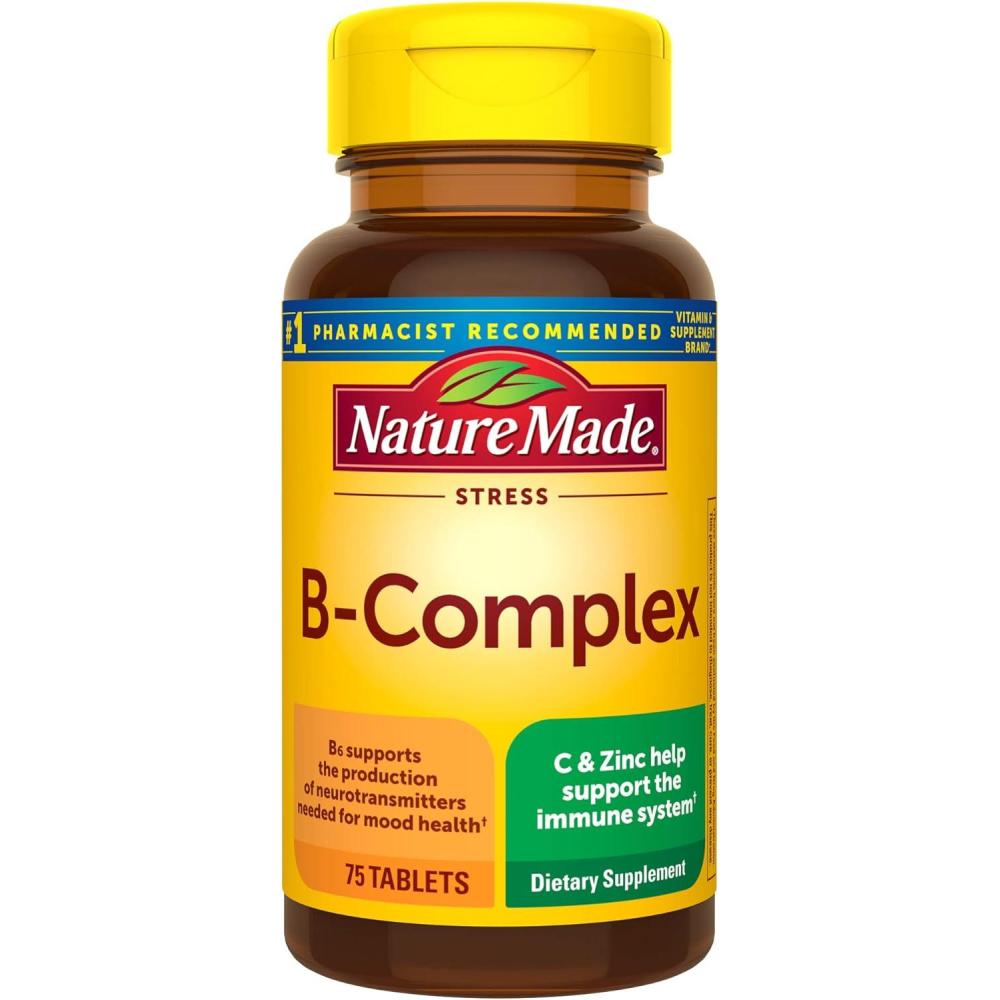 image:imageNature Made Stress B Complex with Vitamin C and Zinc B Complex Vitamins for Women and Men Immune Support 75 Tablets 75 Day SupplyUnflavored
