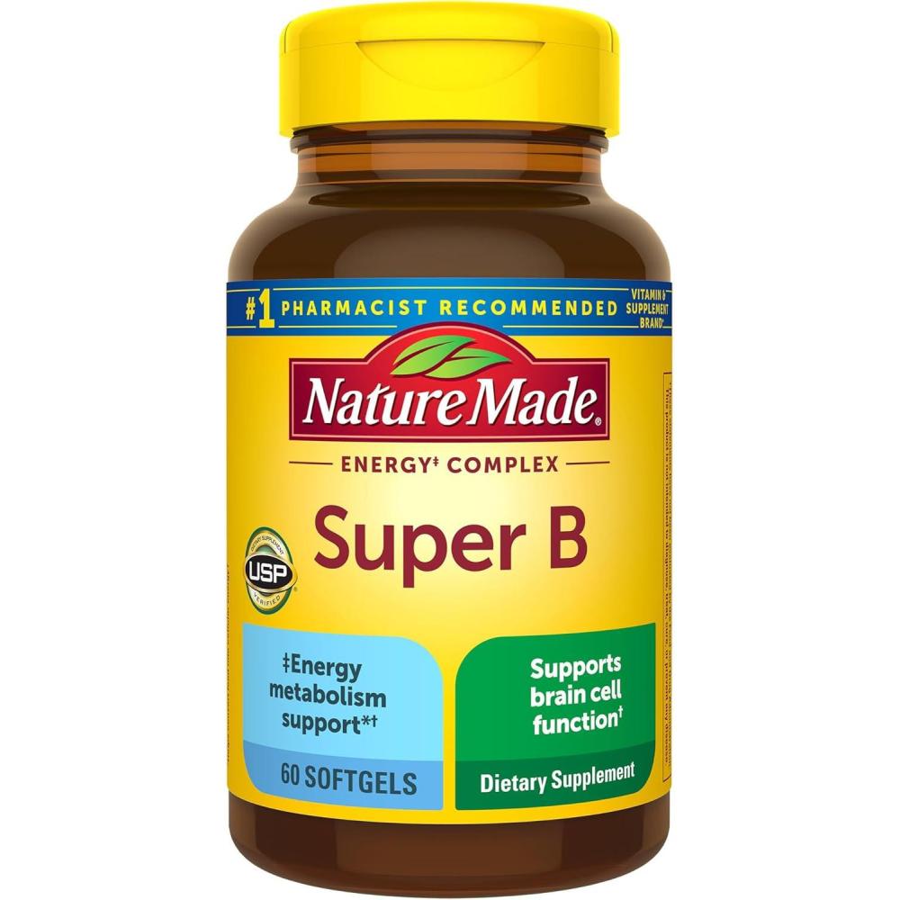 image:imageNature Made Super B Complex Vitamins for Women and Men Dietary Supplement for Energy Metabolism Support Super Vitamin B Complex 160 Softgels 160 Day SupplyUnflavored Super B Complex
