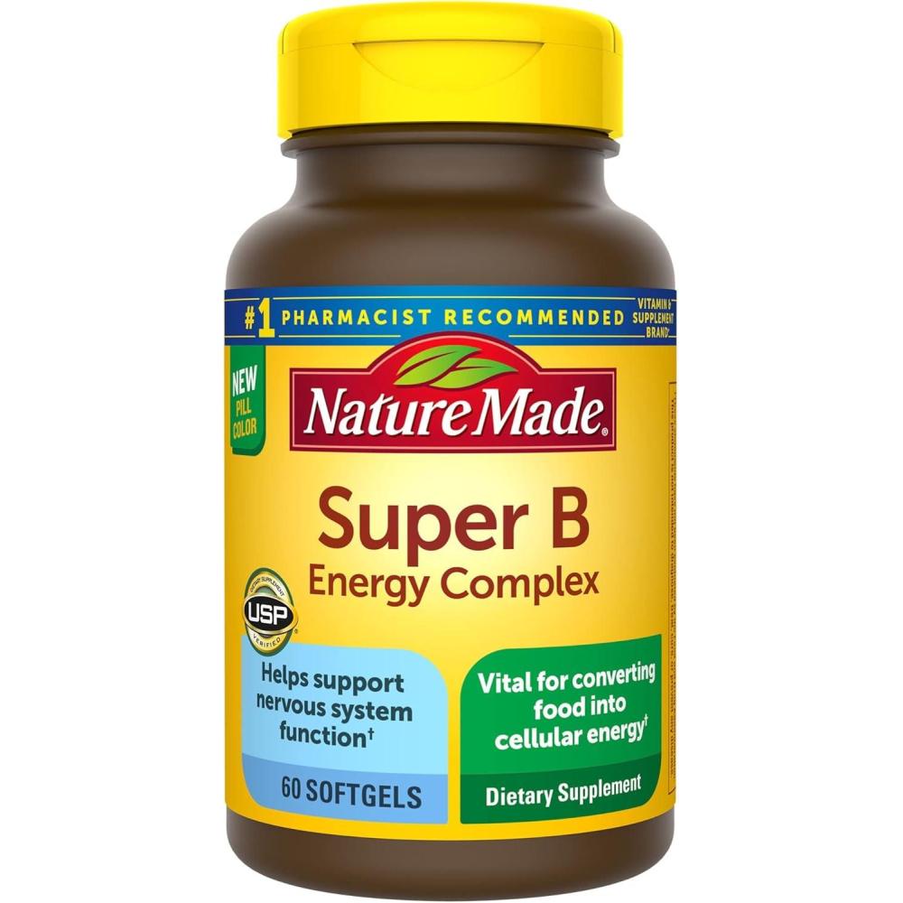 image:imageNature Made Super B Complex Vitamins for Women and Men Dietary Supplement for Energy Metabolism Support Super Vitamin B Complex 160 Softgels 160 Day SupplyUnflavored Super B Energy Complex