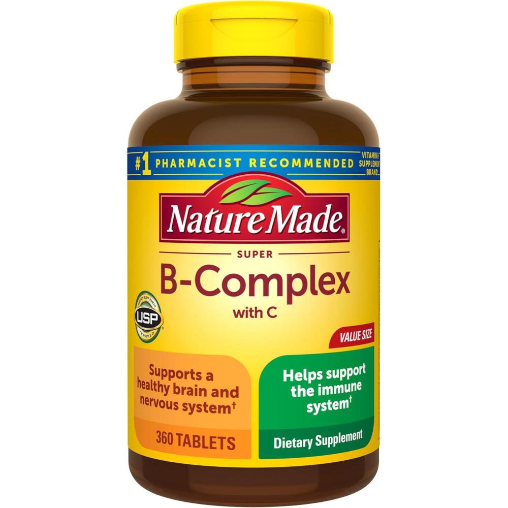 image:imageNature Made Super B Complex with Vitamin C amp Folic Acid B Complex Vitamins for Women and Men Dietary Supplement for Immune Support 140 Tablets 140 Day Supply360 Count Pack of 1