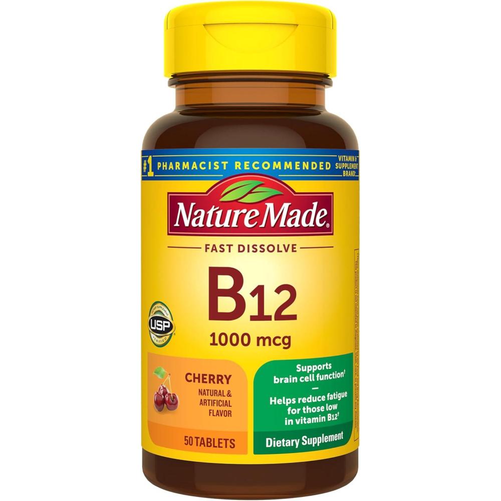 image:imageNature Made Vitamin B12 1000 mcg Easy to Take Vitamin B12 Sublingual Tablets for Energy Metabolism Support 150 Sugar Free Fast Dissolve Tablets 150 Day SupplyCherry