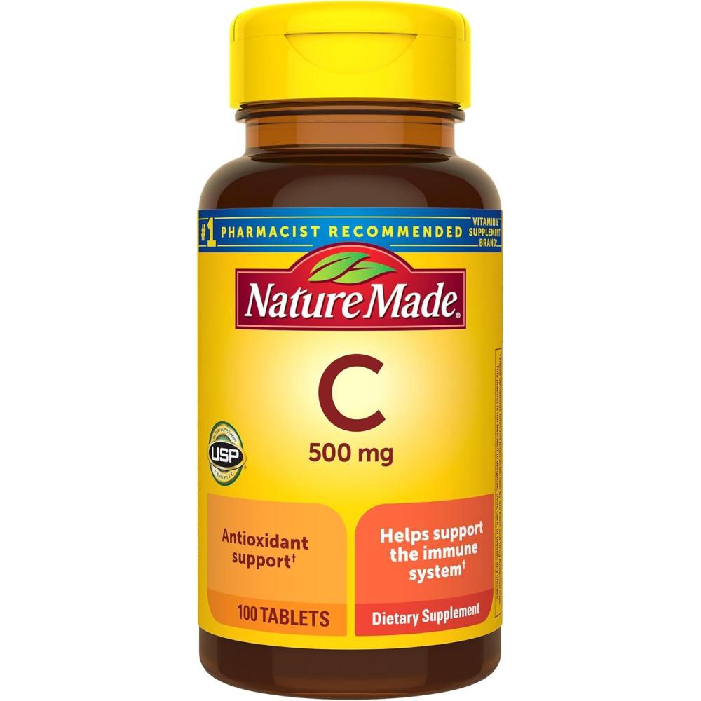 image:imageNature Made Vitamin C 500 mg Tablets Dietary Supplement Vitamin C for Immune Support 100 Tablets 100 Day Supply100 Count Pack of 1