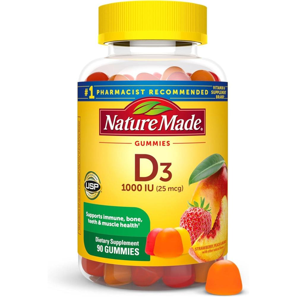 image:imageNature Made Vitamin D3 1000 IU Gummies Bone Teeth Muscle and Immune Health Support 90 Day Supply 90 Vitamin D Gummies for Adults