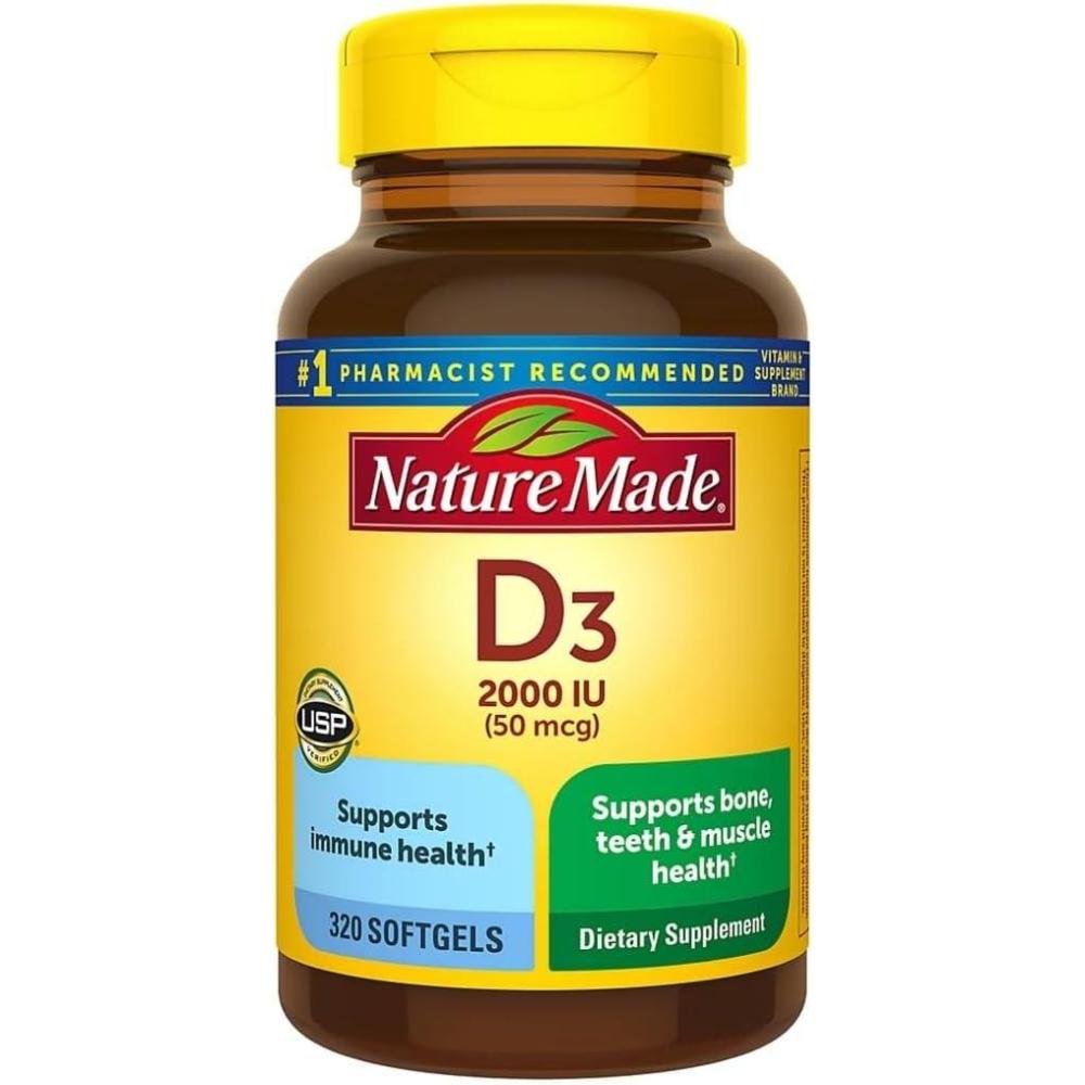 image:imageNature Made Vitamin D3 2000 IU 50 mcg Vitamin D Supplement for Bone Teeth Muscle and Immune Health Support 250 Softgels 250 Day Supply320 Count Pack of 1