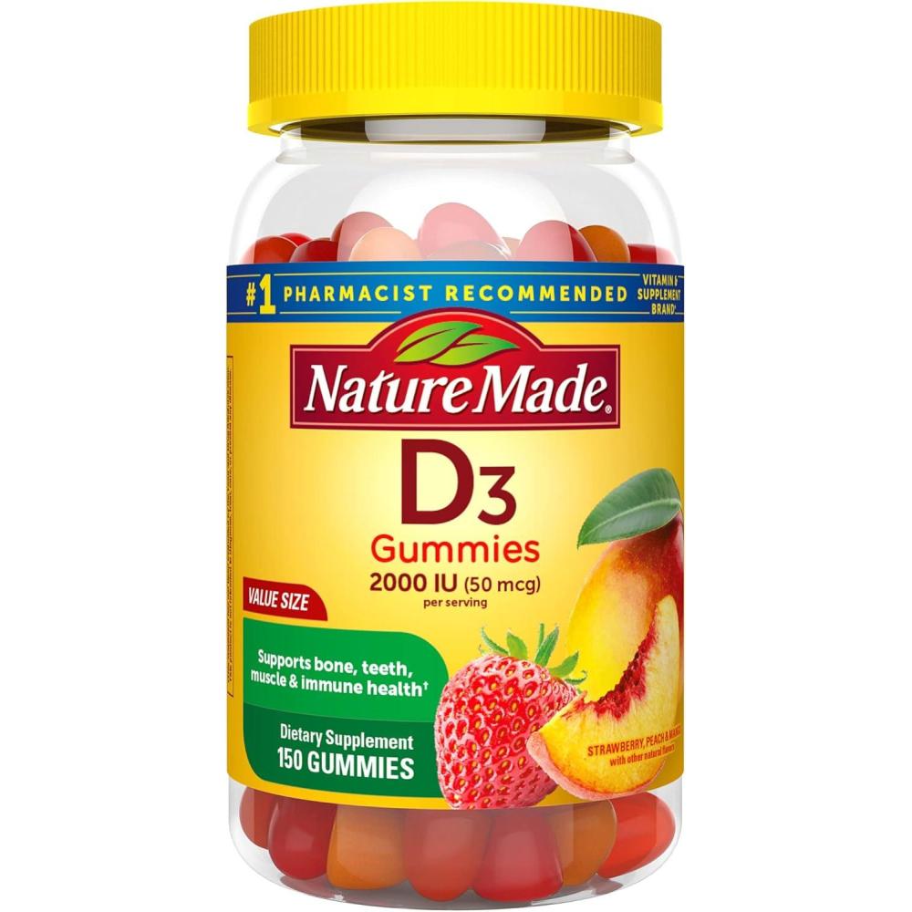 image:imageNature Made Vitamin D3 2000 IU Per Serving Gummies Bone Teeth Muscle and Immune Health Support 75 Day Supply 150 Vitamin D Gummies for AdultsMango