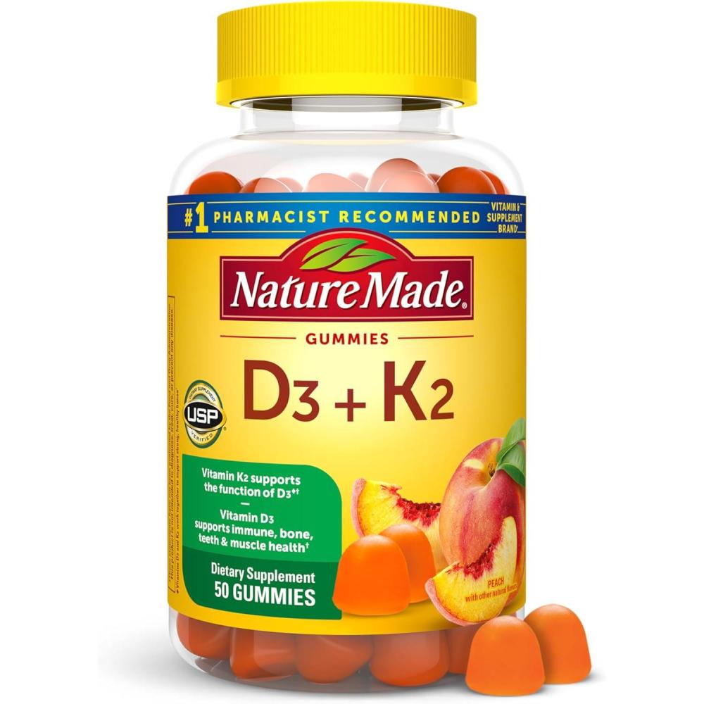 image:imageNature Made Vitamin D3 K2 Gummies Vitamin D 5000 IU Per Serving for Bone Teeth Muscle and Immune Support 50 Gummy Vitamins 25 Day Supply