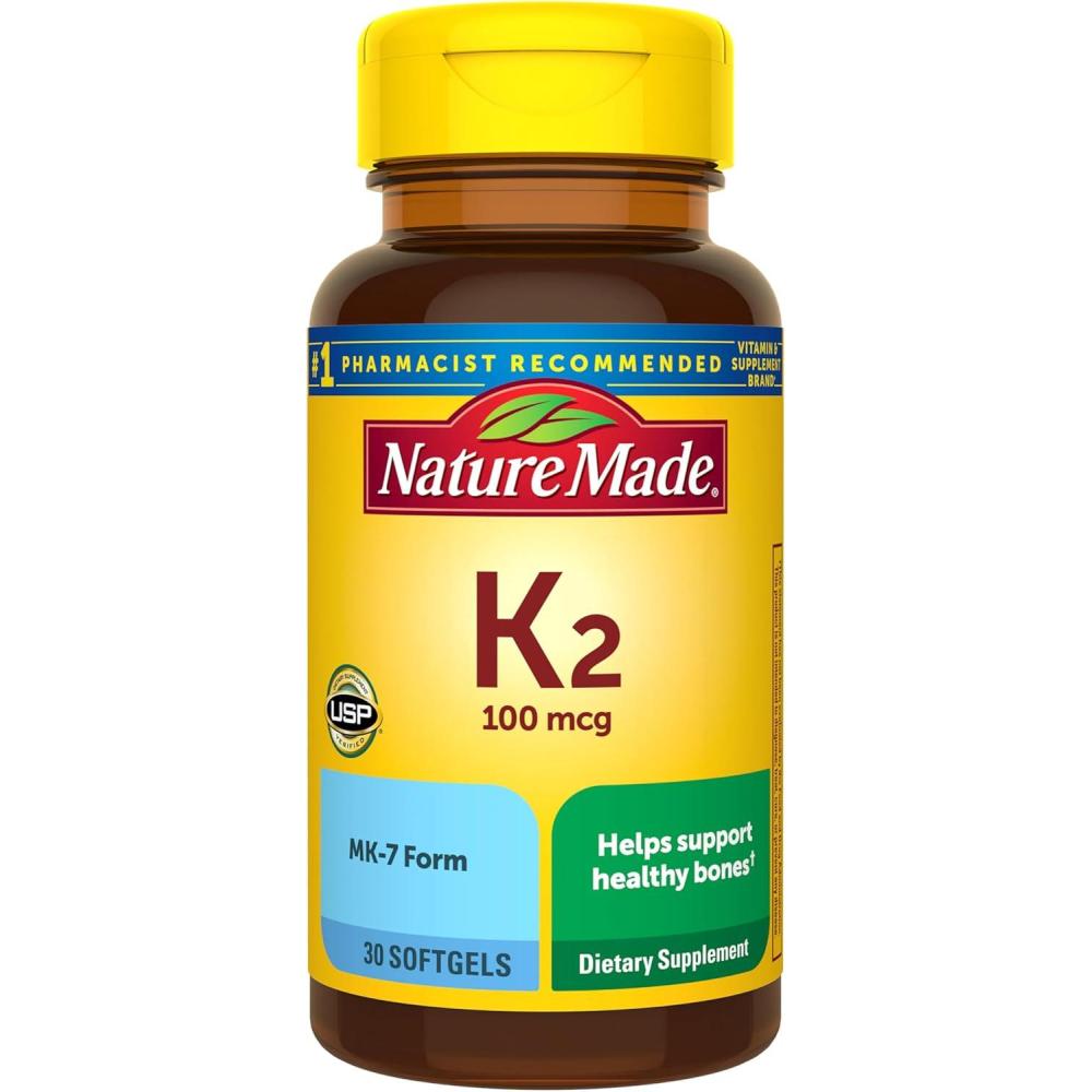 image:imageNature Made Vitamin K2 100 mcg Healthy Bone Supplements Vitamin K2 Supplement 30 Softgels 30 Day Supply