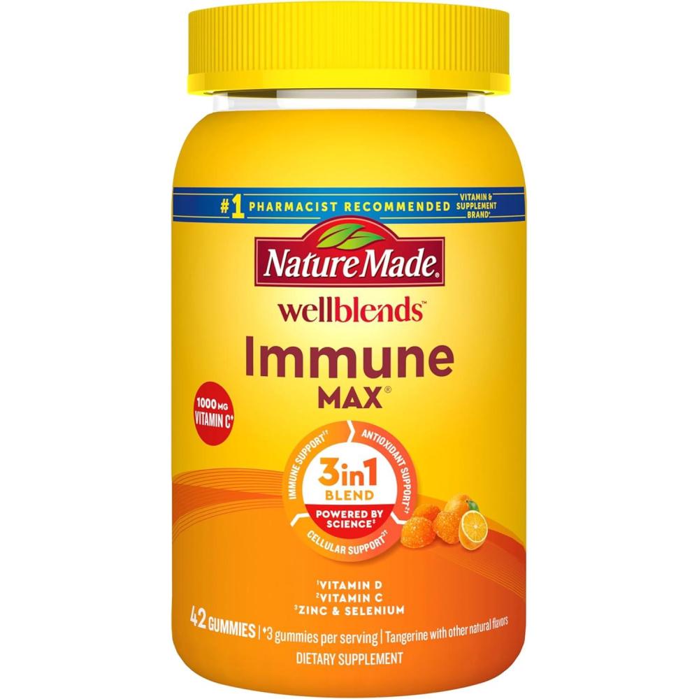 image:imageNature Made Wellblends ImmuneMAX Gummies Vitamin C Zinc and Vitamin D3 Immune Support Supplement 42 Tangerine Flavor Gummies42 Count Pack of 1