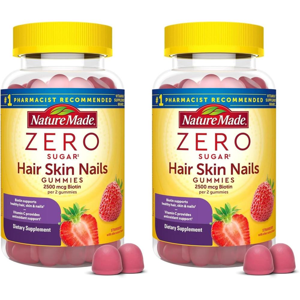 image:imageNature Made Zero Sugar Hair Skin Nails Gummies Biotin 2500 mcg per Serving 120 Sugar Free Gummies 60 Day Supply120 Count Pack of 2
