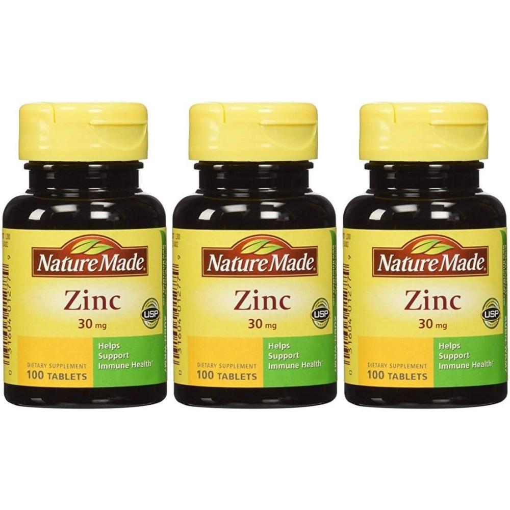 image:imageNature Made Zinc 30 mg Zinc Supplements for Men amp Women Dietary Supplement for Immune Health and Antioxidant Support 100 Tablets 100 Day Supply100 Count Pack of 3