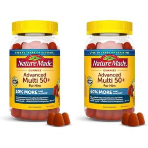 Nature Made Advanced Multivitamin Gummies 50 + for Him, Mens Multivitamins Gummies with Magnesium Citrate, Vitamin D3, Zinc, All 8 B Vitamins, 84 Multi Vitamins, 28 Day Supply(84 Count (Pack of 2))