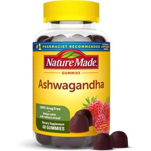 Nature Made Ashwagandha Gummies, Vegan, KSM 66 Ashwagandha Supplement for Stress Support, 60 Count, 30-Day Supply(60 Count (Pack of 1))