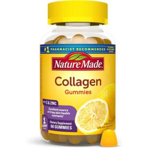 Nature Made Collagen Gummies with Vitamin C, Zinc, Biotin, Hydrolyzed Collagen Peptides for Women and Men, Healthy Skin Support Supplement, 60 Gummies, 60 Day Supply