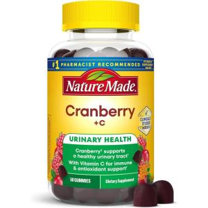 Nature Made Cranberry with Vitamin C Gummies for Adults, Urinary Tract Health for Women and Men, Cranberry Supplement, 50 Gummies, 25 Day Supply