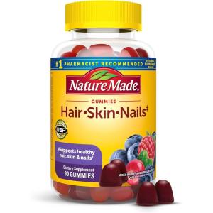 Nature Made Hair Skin and Nails with Biotin 2500 mcg, Dietary Supplement for Healthy Hair, Skin & Nails Support, 150 Gummies, 75 Day Supply(Mixed Berry  Cranberry & Blueberry)
