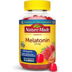 Nature Made Melatonin 5mg Adult Melatonin Gummies, 100% Drug Free Sleep Aid, 70 Gummies, Extra Strength Nature Made Melatonin(Strawberry)