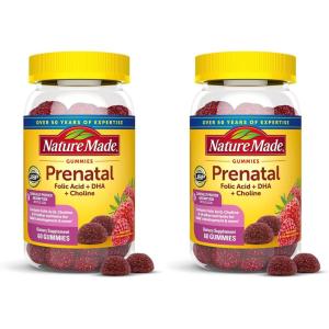 Nature Made Prenatal Gummies with DHA and Folic Acid, Prenatal Vitamins for Women for Daily Nutritional Support, 60 Gummies, 30 Day Supply(60 Count (Pack of 2))