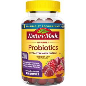 Nature Made Probiotics Extra Strength Dosage, Probiotics for Women and Men 8 Billion CFU per 2 Gummies, 42 Probiotic Gummies, 21 Day Supply(Cherry)