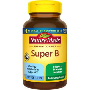 Nature Made Super B Complex Vitamins for Women and Men, Dietary Supplement for Energy Metabolism Support, Super Vitamin B Complex, 160 Softgels, 160 Day Supply(Unflavored)