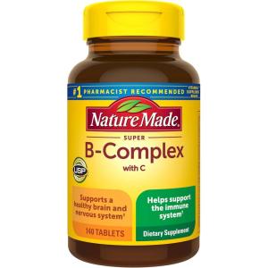 Nature Made Super B Complex with Vitamin C & Folic Acid, B Complex Vitamins for Women and Men, Dietary Supplement for Immune Support, 140 Tablets, 140 Day Supply(140 Count (Pack of 1))