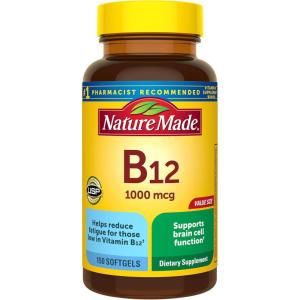 Nature Made Vitamin B12 1000 mcg, Dietary Supplement for Energy Metabolism Support, B12 Vitamins 1000 mcg, 150 Softgels, 150 Day Supply(150 Count (Pack of 1))