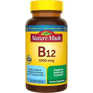 Nature Made Vitamin B12 1000 mcg, Dietary Supplement for Energy Metabolism Support, B12 Vitamins 1000 mcg, 150 Softgels, 150 Day Supply(90 Count (Pack of 1))