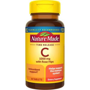 Nature Made Vitamin C 1000mg with Rose Hips, Dietary Vitamin C Supplement for Immune Support, 60 Time Release Tablets, 60 Day Supply