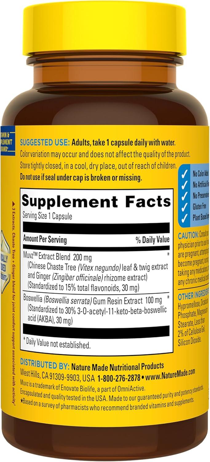 image:imageNature Made 3in1 Joint Comfort Capsules Chaste Tree Ginger amp Boswellia Joint Supplements for Men and Women 30 Capsules 30 Day Supply