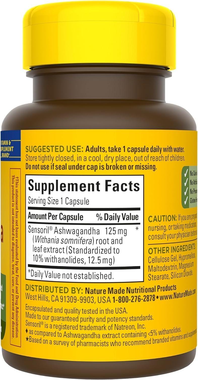 image:imageNature Made Ashwagandha Capsules 125mg for Stress Support Ashwagandha Supplements 60 Capsules 60 Day Supply60 Count Pack of 2