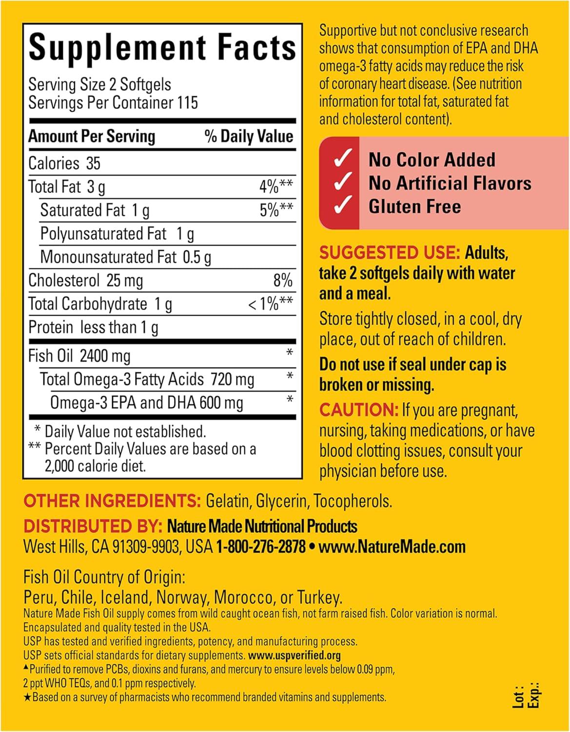 image:imageNature Made Burp Less Fish Oil Omega 3 Supplements 1200 mg Softgels EPA DHA Omega 3 Fish Oil Supplements for Healthy Heart Support 60 Softgels 30 Day Supply230 Count Pack of 1