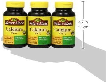 image:imageNature Made Calcium 600 mg with Vitamin D3 Dietary Supplement for Bone Support Calcium Supplement for Bone Health 60 TabletsUnflavored