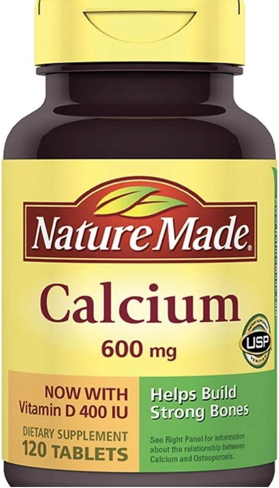 image:imageNature Made Calcium 600 mg with Vitamin D3 Dietary Supplement for Bone Support Calcium Supplement for Bone Health 60 TabletsUnflavored