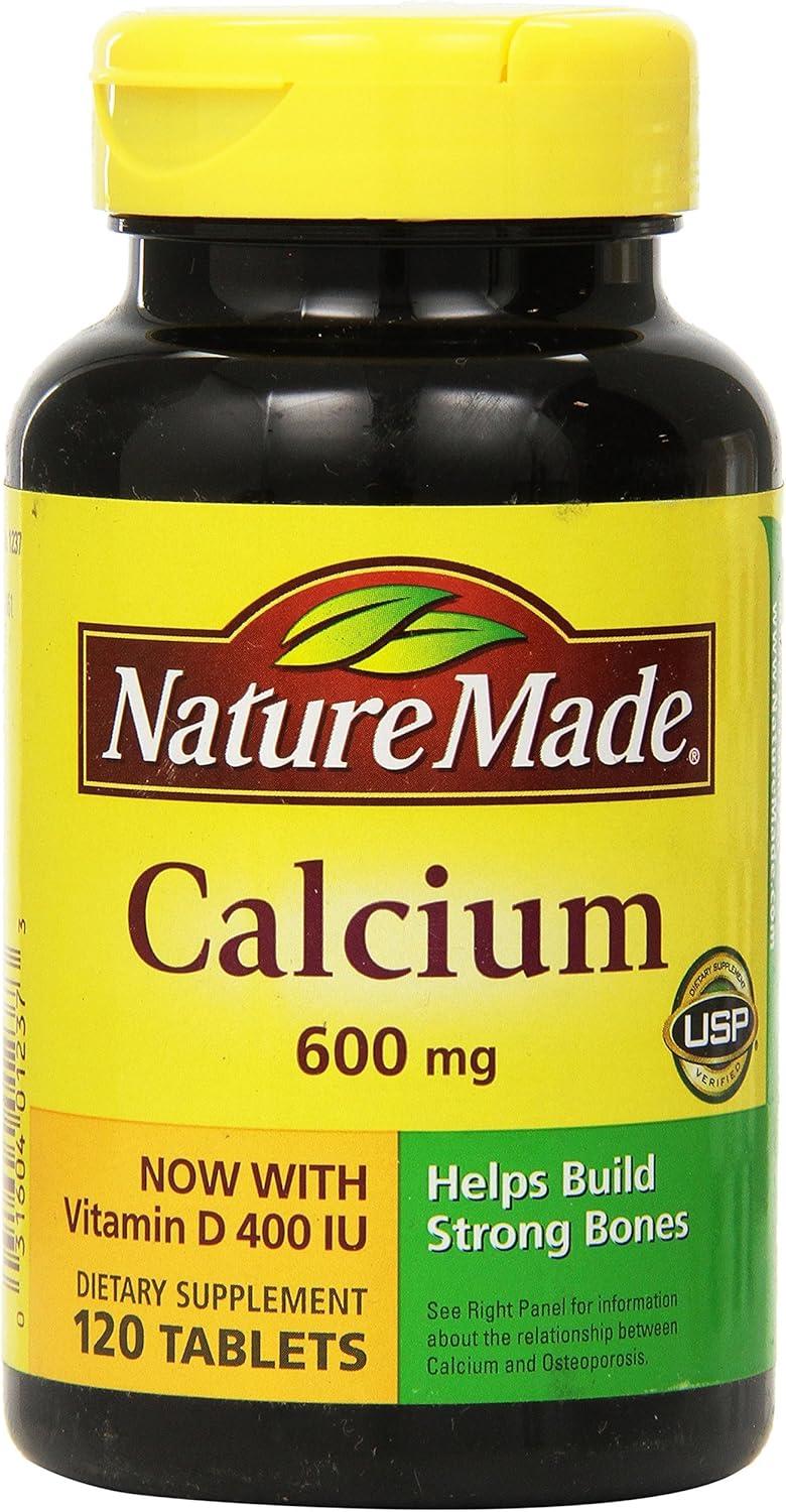 image:imageNature Made Calcium 600 mg with Vitamin D3 Dietary Supplement for Bone Support Calcium Supplement for Bone Health 60 TabletsUnflavored