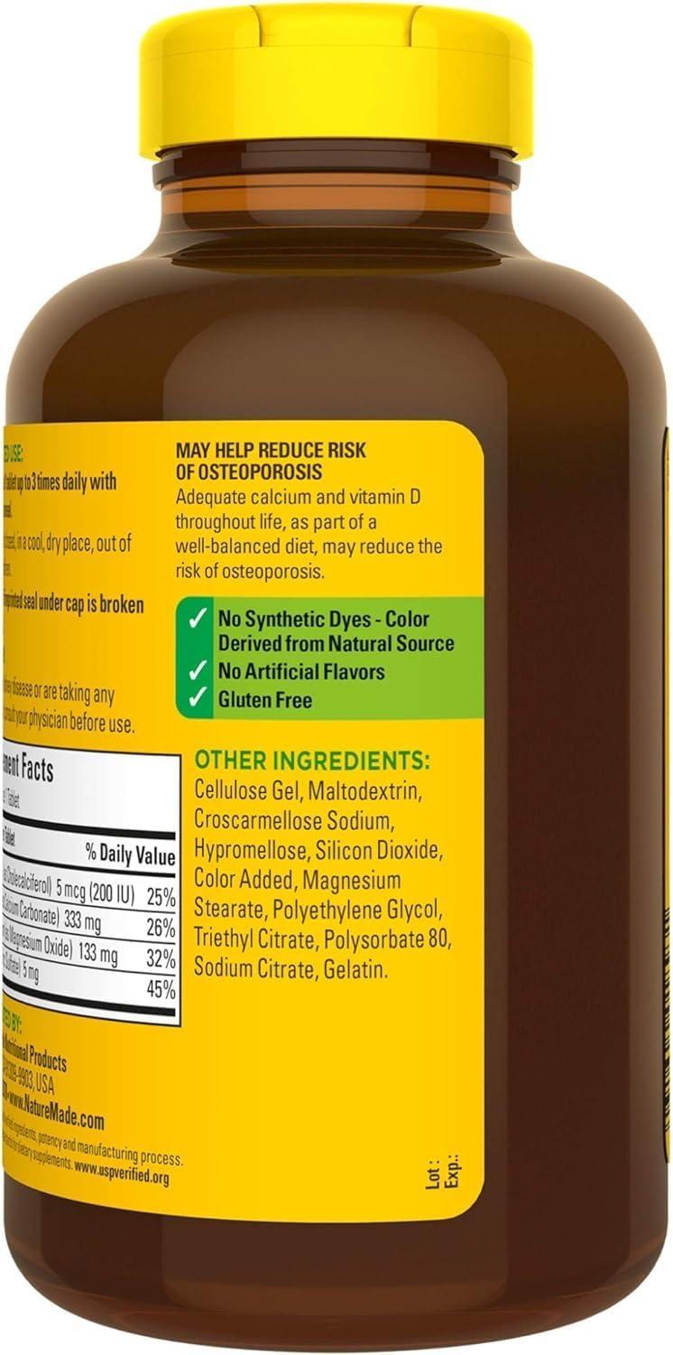 image:imageNature Made Calcium Magnesium Zinc with Vitamin D3 Dietary Calcium Supplement for Bone Support 300 TabletsUnflavored