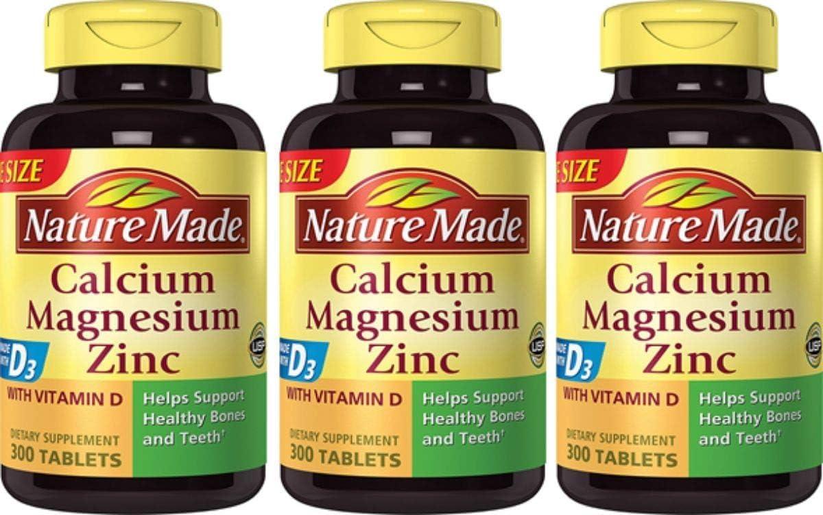 image:imageNature Made Calcium Magnesium Zinc with Vitamin D3 Dietary Calcium Supplement for Bone Support 300 TabletsUnflavored